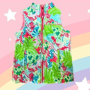 Lilly Pulitzer Girl's Reversible Floral Puffer Vest Size 10